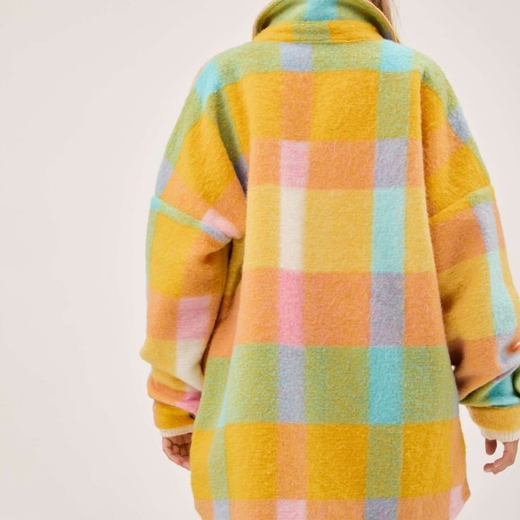 New DAVI N DANI fuzzy shacket shirt plaid multi color brushed western SM-4X - Picture 13 of 16